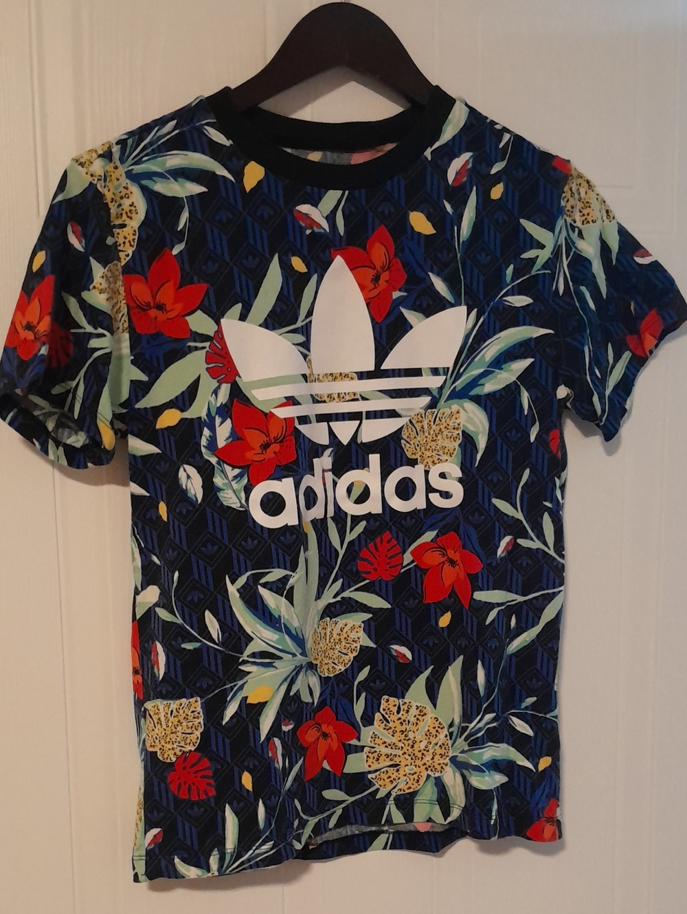 Adidas Women's Navy Floral Logo Tee